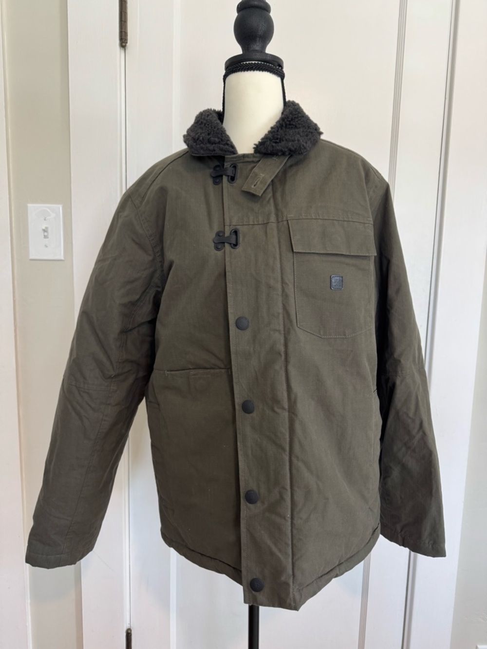 Roark Olive Field Jacket with Dark Sherpa Collar